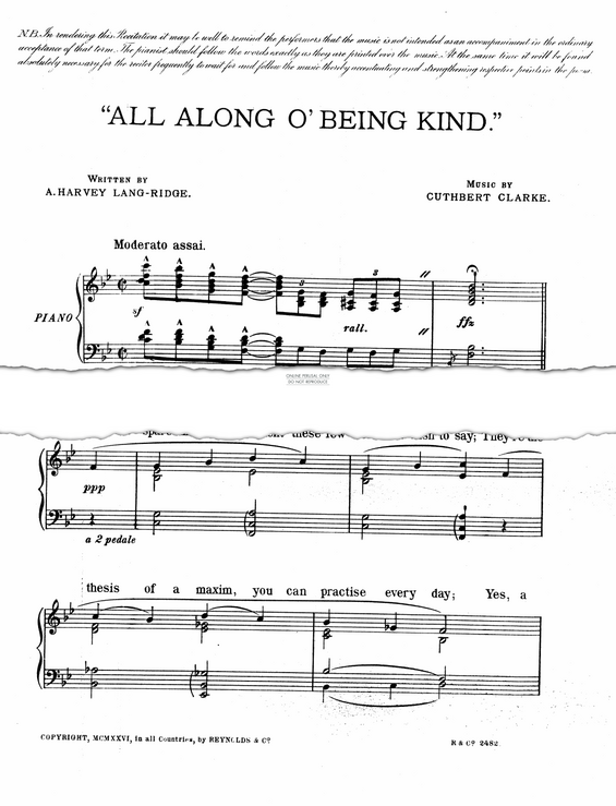 Produktgalerie: Seite 1 von 1 All Along O' Being Kind, Cuthbert Clarke, Gesang, Klavier