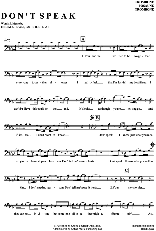 Product gallery: Page 1 of 4 Don´t speak , No Doubt, (Posaune / Bariton)