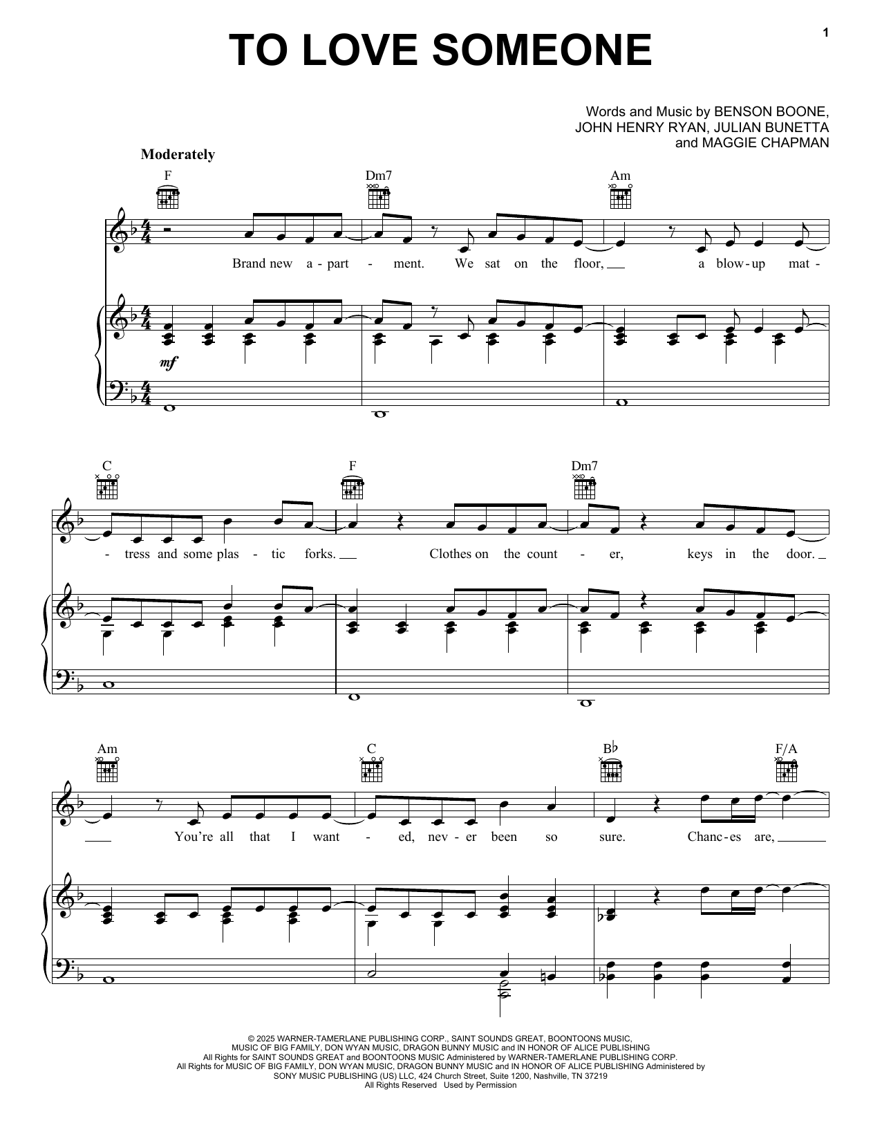 Produktgalerie: Seite 1 von 1 To Love Someone, Benson Boone, Gesang, Gitarre, Klavier