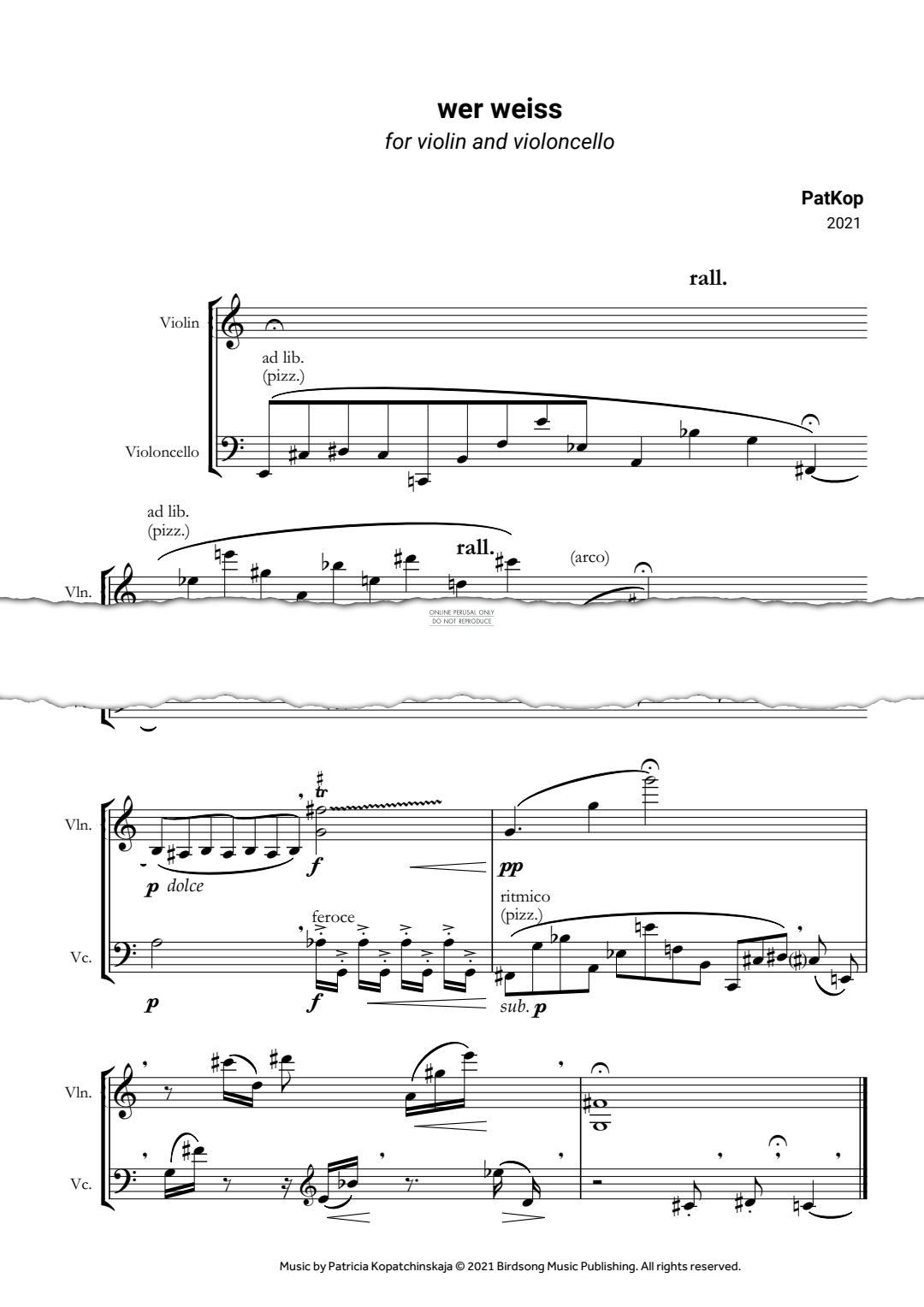 Produktgalerie: Seite 1 von 1 wer weiss, PatKop, Violine, Violoncello