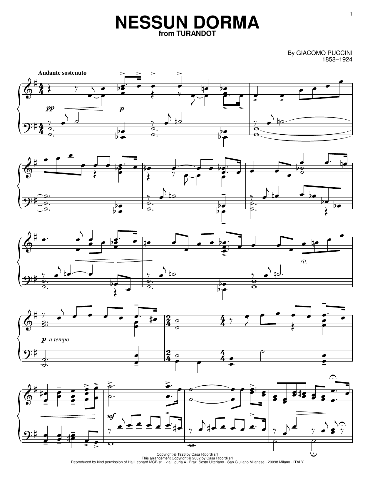 Product picture to: Nessun Dorma