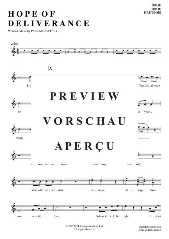 Produktgalerie: Seite 2 von 4 Hope Of Deliverance , McCartney, Paul, (Oboe)