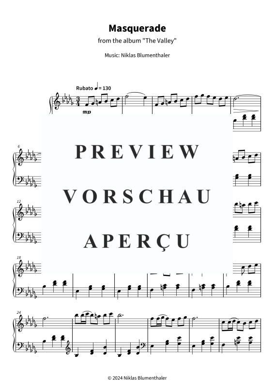 gallery: Masquerade - from the album The Valley, Niklas Blumenthaler, (Klavier Solo)