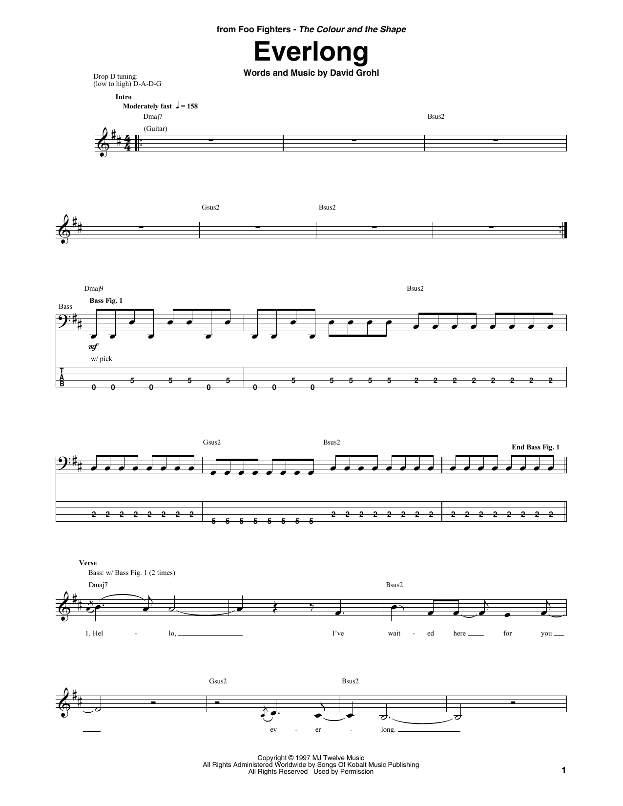 Produktgalerie: Seite 1 von 1 Everlong, Foo Fighters, E-Bass