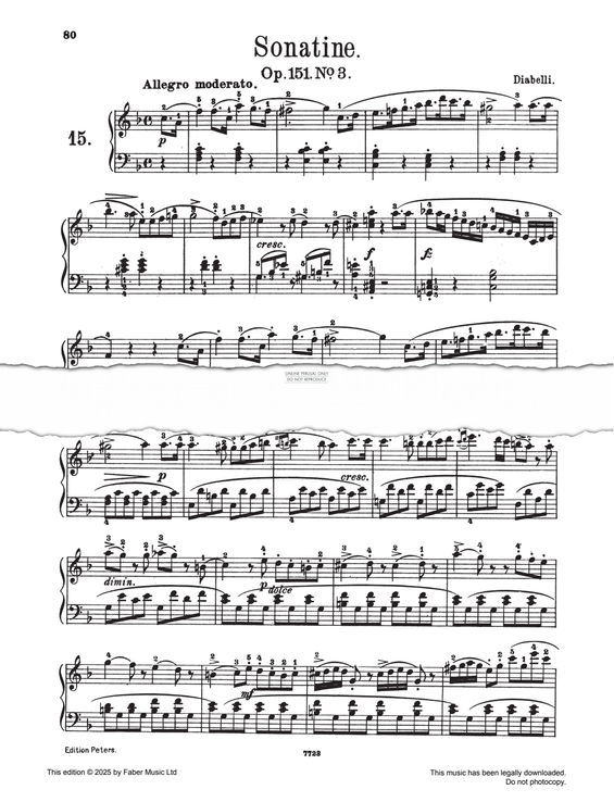 Produktgalerie: Seite 1 von 1 Sonatina in F major Op. 151 No. 3, Anton Diabelli, Klavier