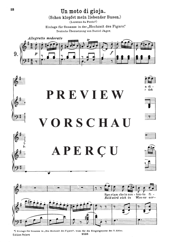Product gallery: Page 2 of 4 Un moto di gioja (Schon klopfet mein liebender Busen K.579), , High Voice and Piano