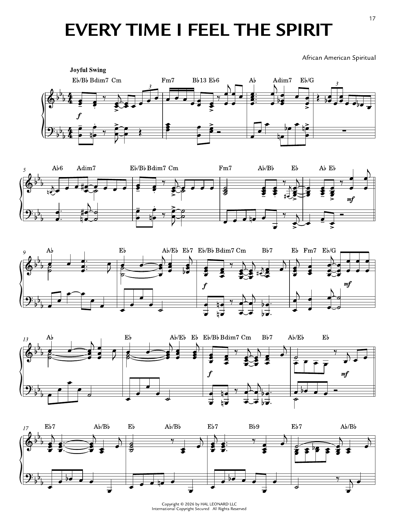 Produktgalerie: Seite 1 von 1 Every Time I Feel The Spirit [Jazz version] (arr. Brent Edstrom), African American Spiritual, Klavier