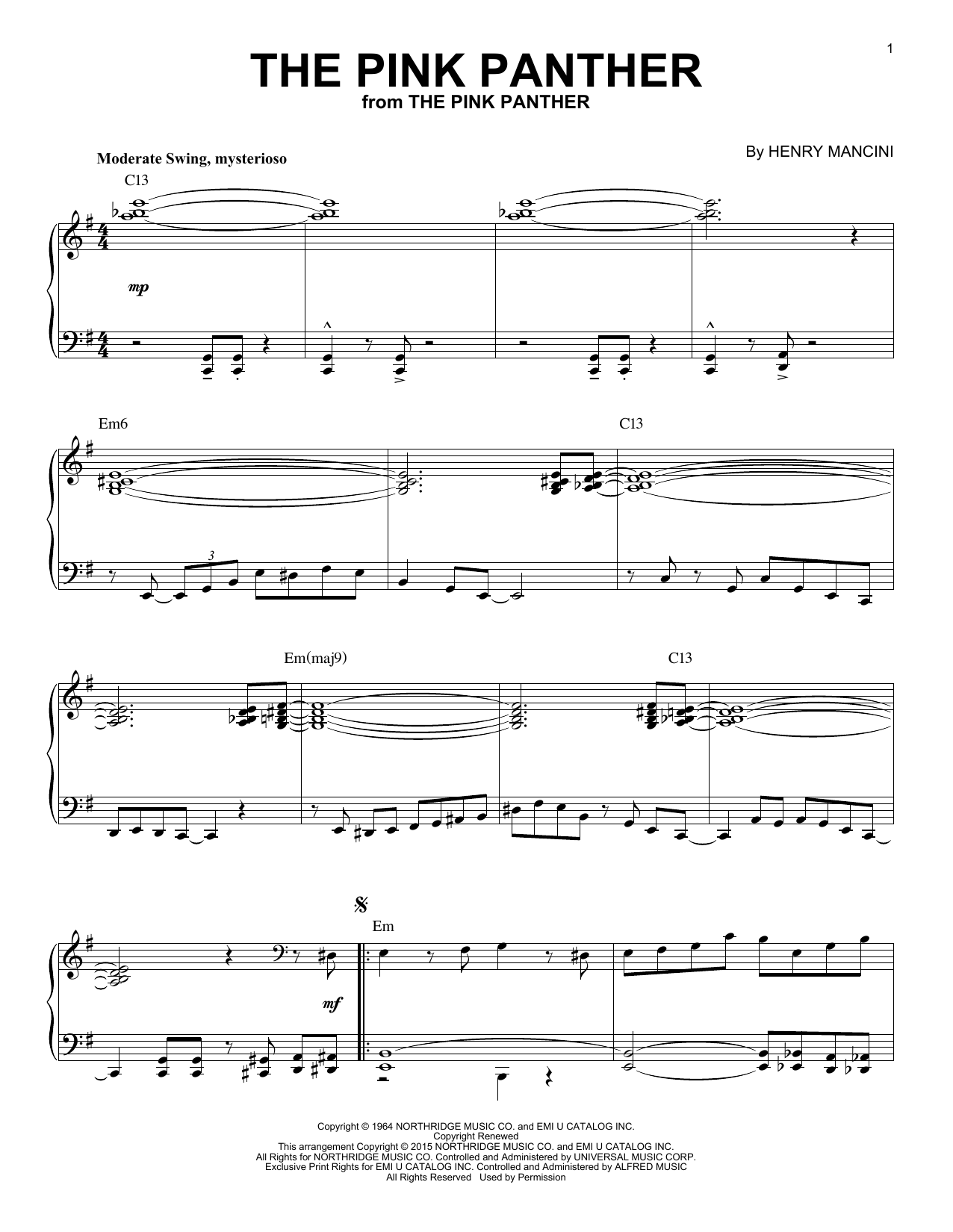 Product picture to: The Pink Panther [Jazz version] (arr. Brent Edstrom)