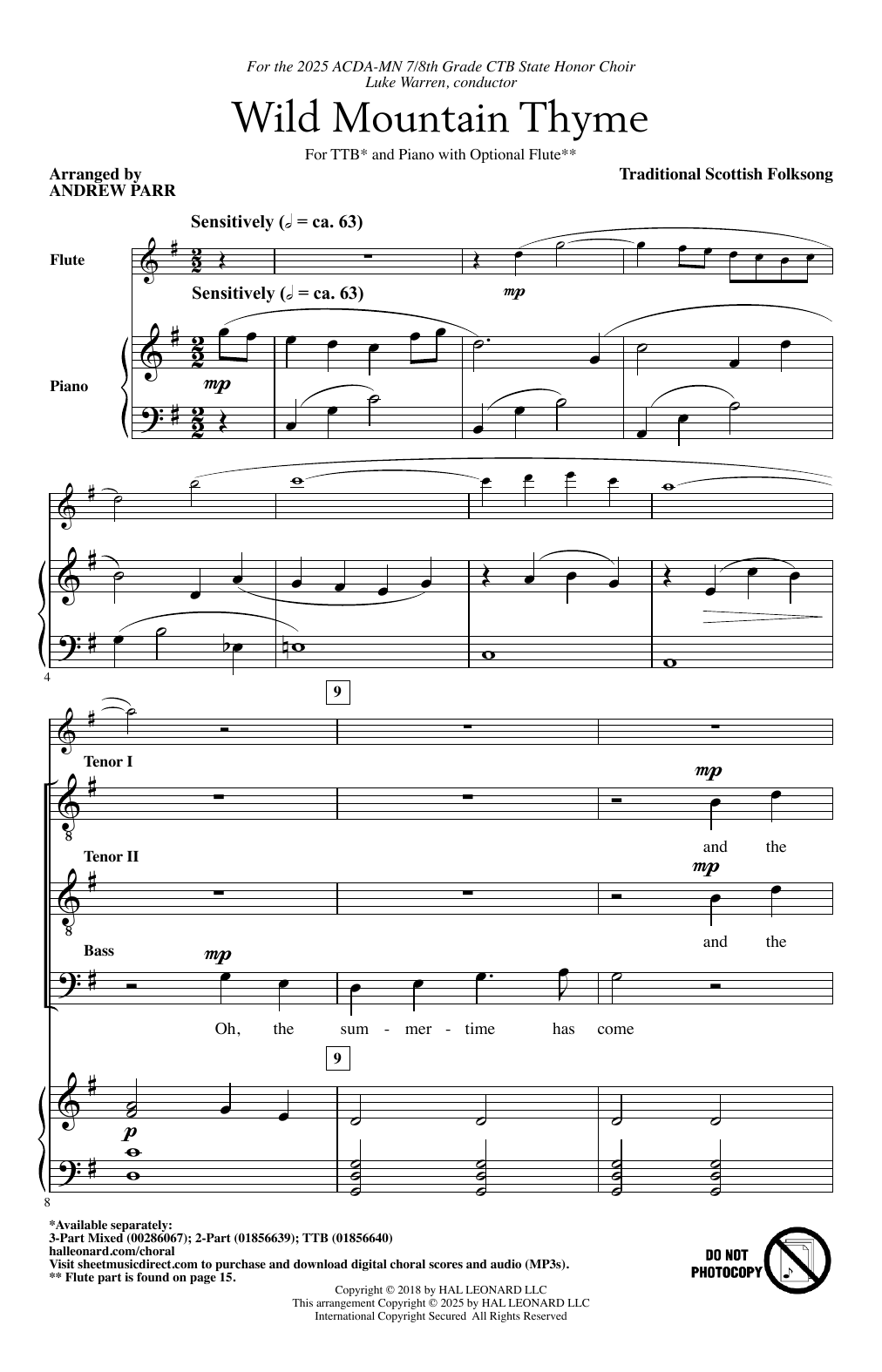 Product picture to: Wild Mountain Thyme (arr. Andrew Parr)