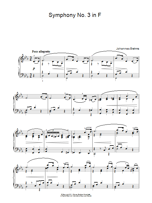 Produktgalerie: Seite 1 von 1 Allegretto From Symphony No. 3, Johannes Brahms, Klavier