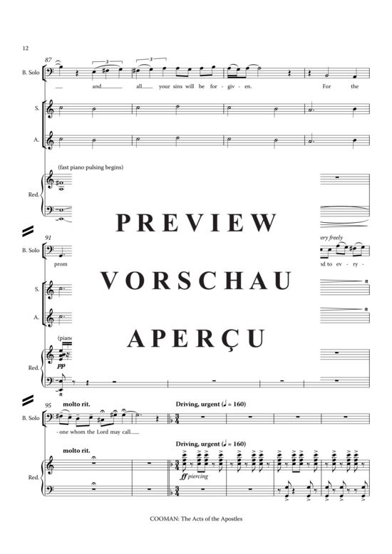 Product gallery: Page 21 of 21 The Acts of the Apostles , , (baritone, mixed choir, piano, organ, + chamber orchestra)