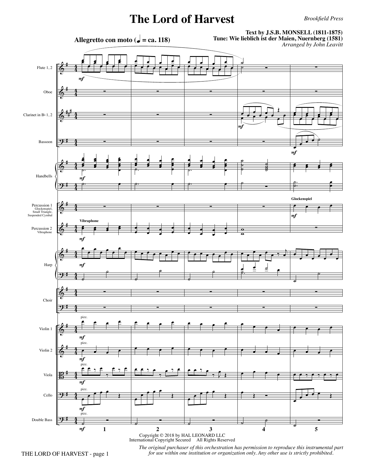 Produktbild zu: The Lord of Harvest - Full Score
