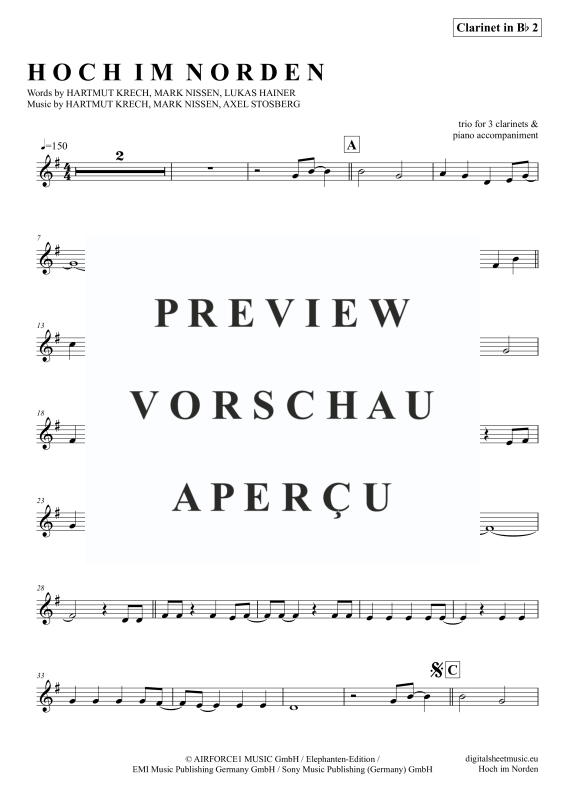 Produktgalerie: Seite 11 von 11 Hoch im Norden, Santiano, (Klarinetten Trio + Klavier)
