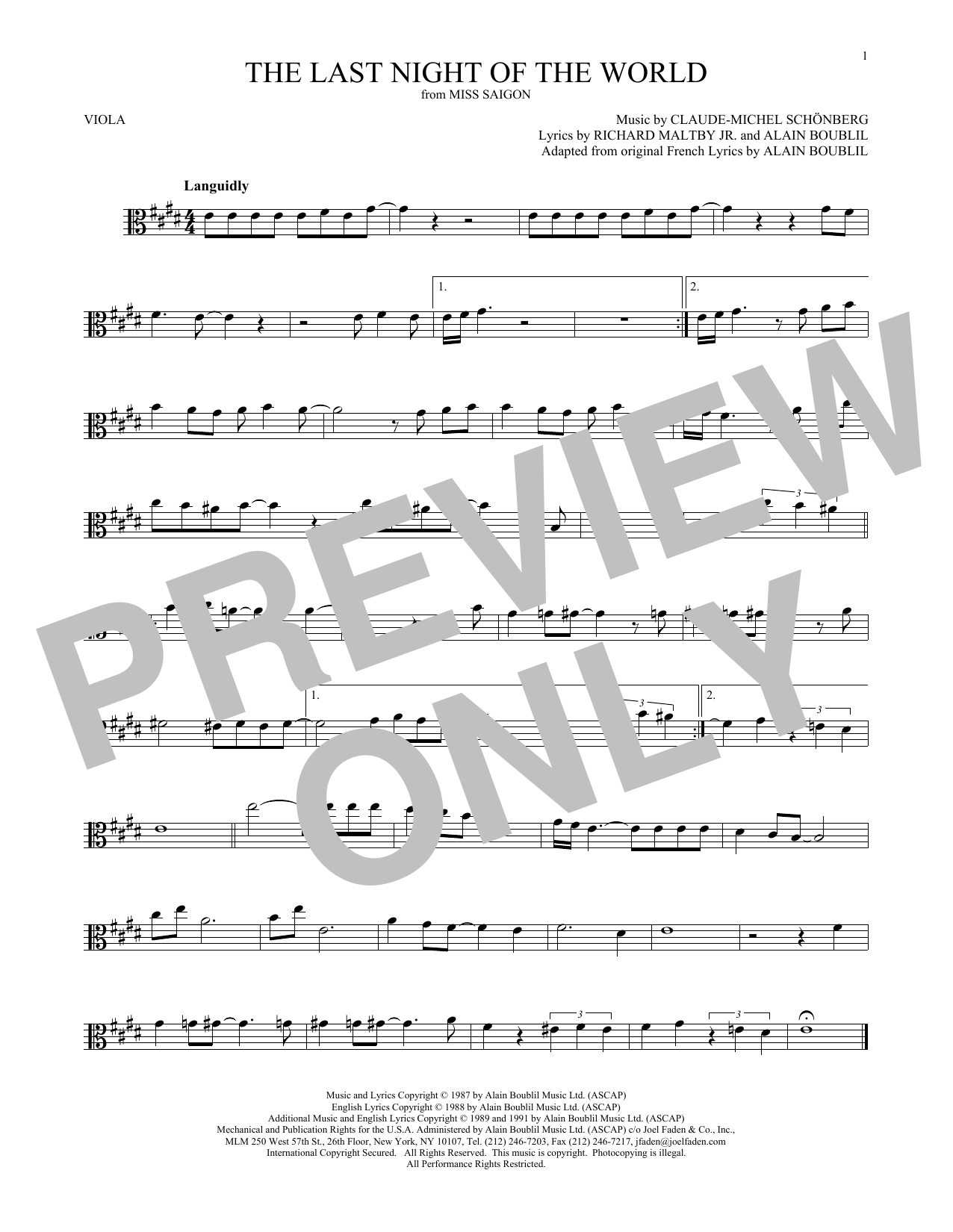 Product gallery: Page 1 of 1 The Last Night Of The World, Claude-Michel Schonberg