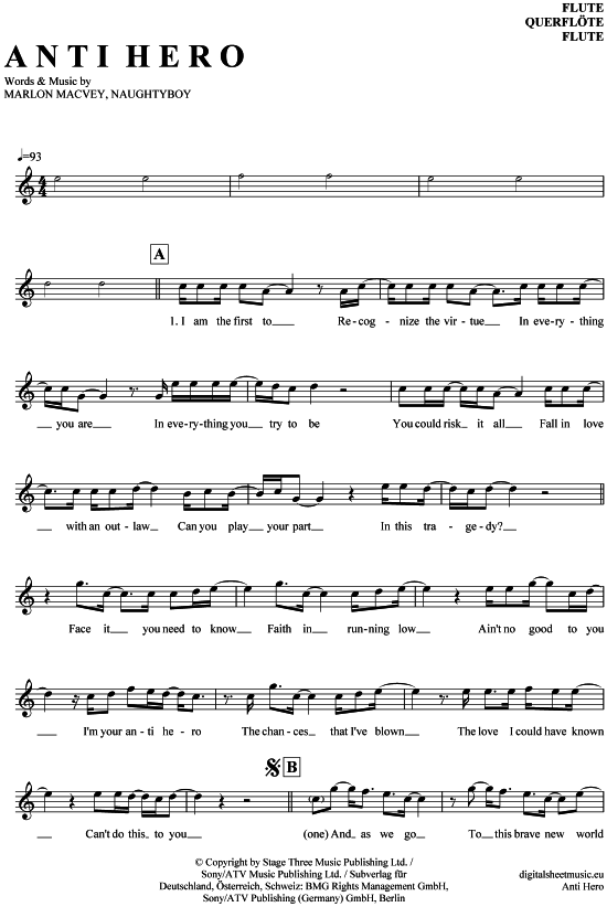 Product gallery: Page 1 of 4 Anti Hero (Brave New World) , Roudette, Marlon, flute