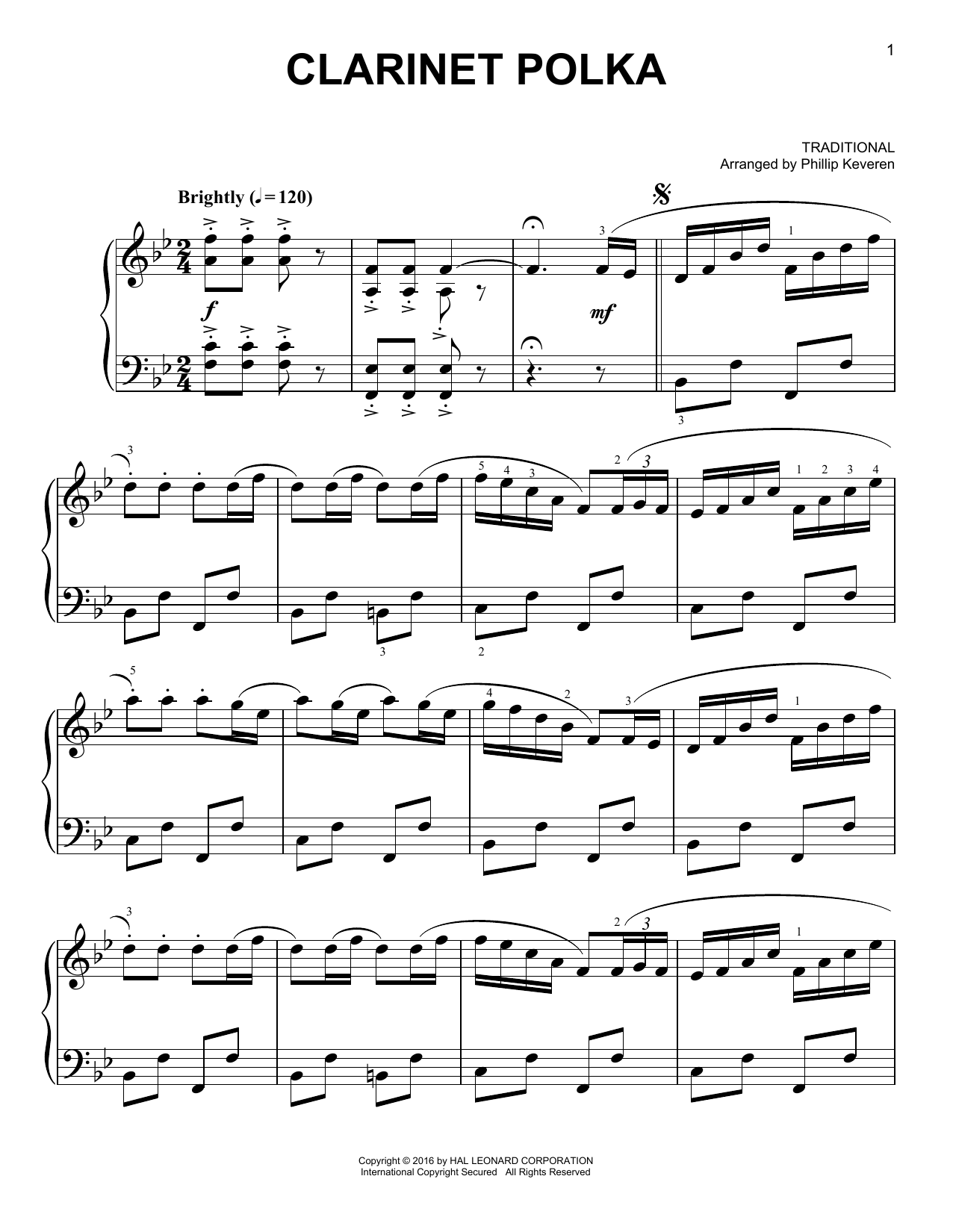 Product gallery: Page 1 of 1 Clarinet Polka [Classical version] (arr. Phillip Keveren), Traditional