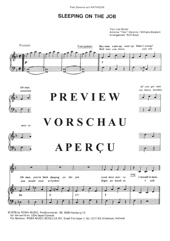 Produktgalerie: Seite 4 von 4 Sleeping on the Job , Domino, Fats, Klavier und Gesang