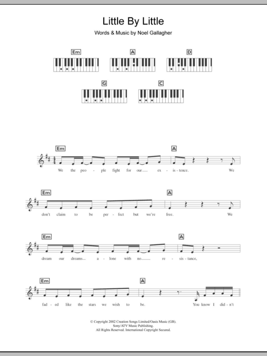 Produktgalerie: Seite 1 von 1 Little By Little, Oasis, Klavier