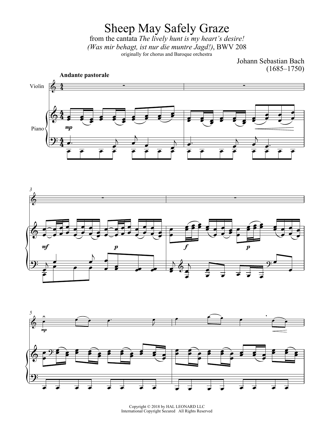 Produktgalerie: Seite 1 von 1 Sheep May Safely Graze, Johann Sebastian Bach, Klavier, Violine