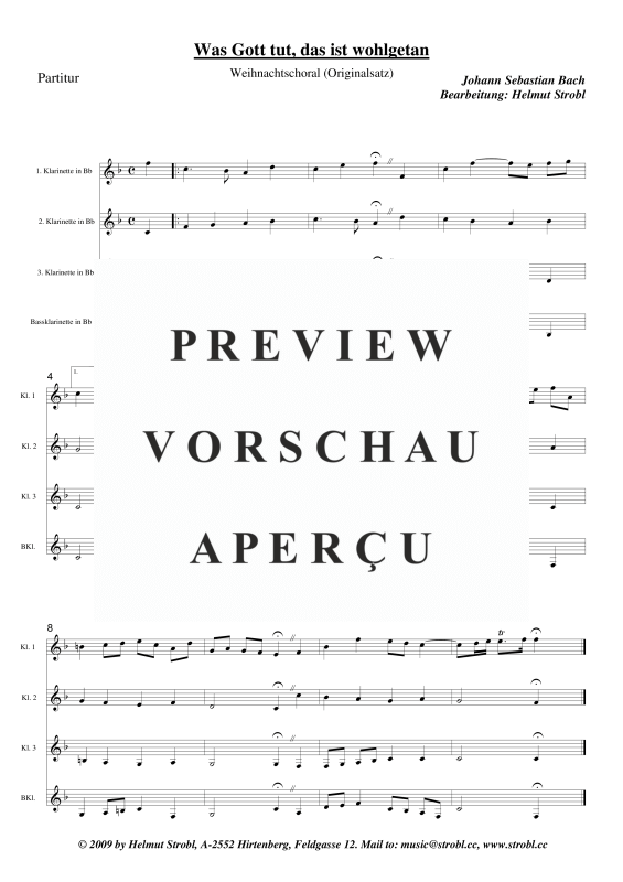 gallery: Was Gott tut das ist wohlgetan, , Klarinettenquartett