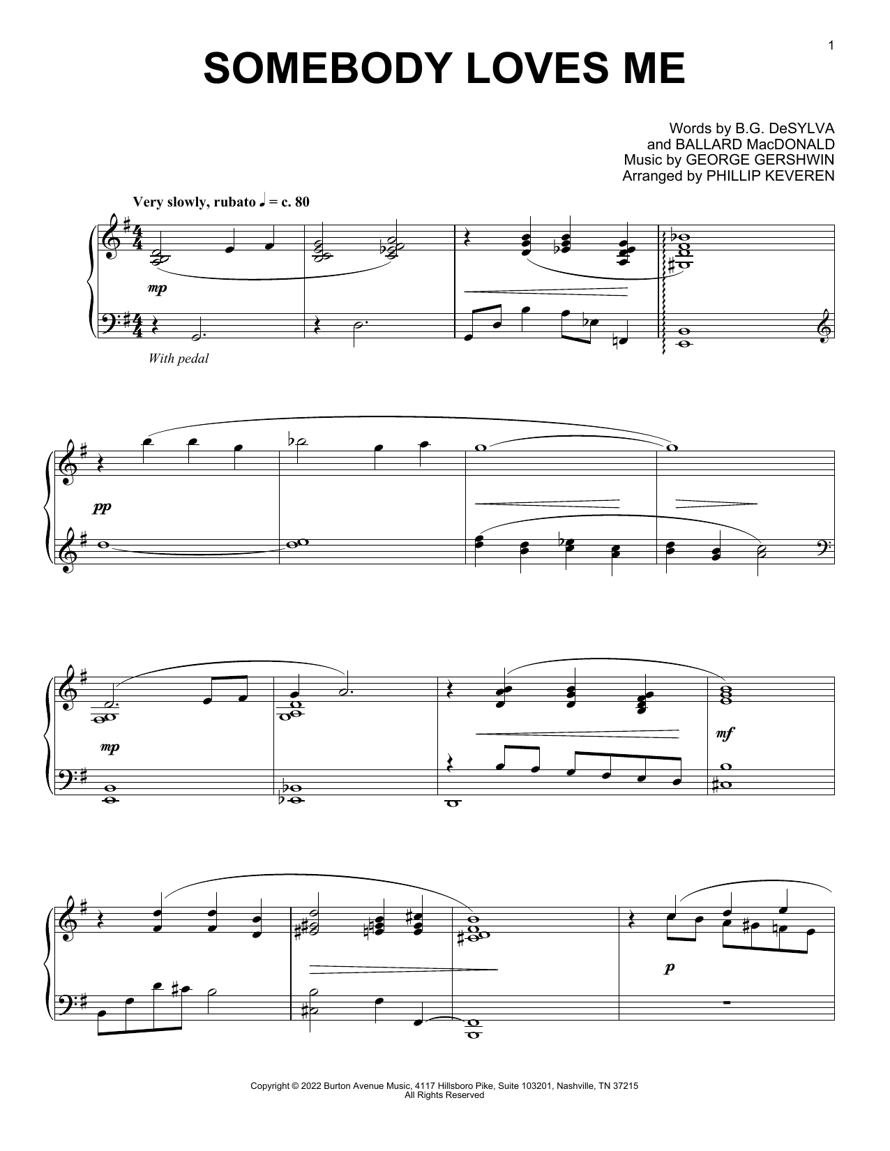 Produktbild zu: Somebody Loves Me (arr. Phillip Keveren)