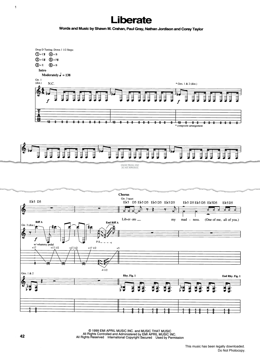 Produktgalerie: Seite 1 von 1 Liberate, Slipknot, Gesang, Gitarre