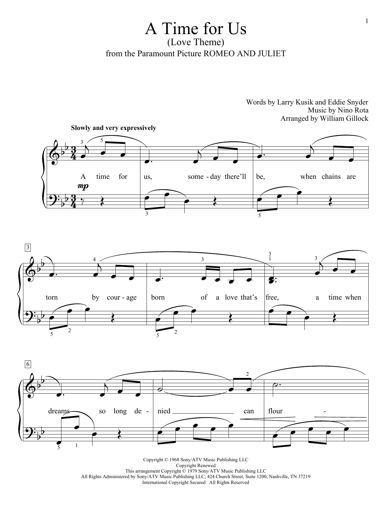 Produktgalerie: Seite 1 von 1 A Time For Us (Love Theme), William Gillock, Klavier
