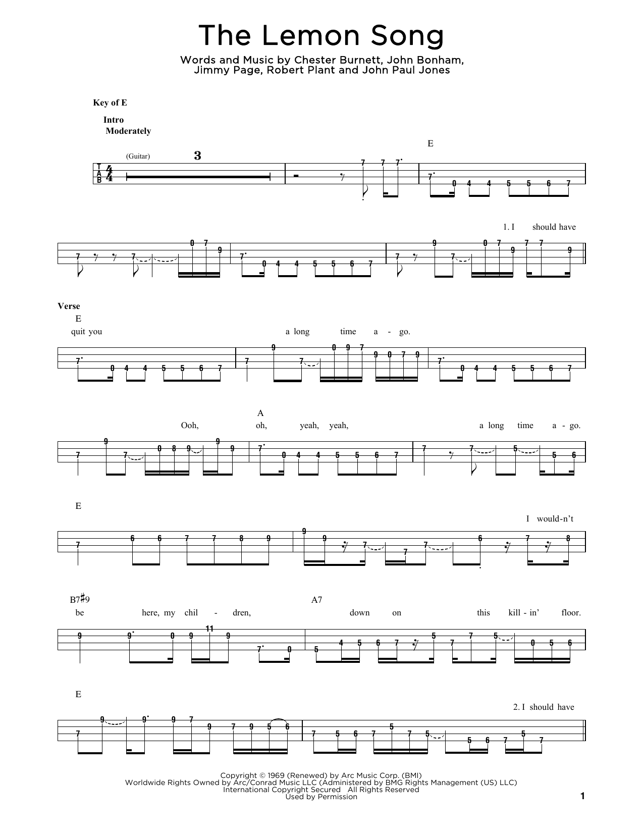 Produktgalerie: Seite 1 von 1 The Lemon Song, Chester Burnett, E-Bass, Gitarre