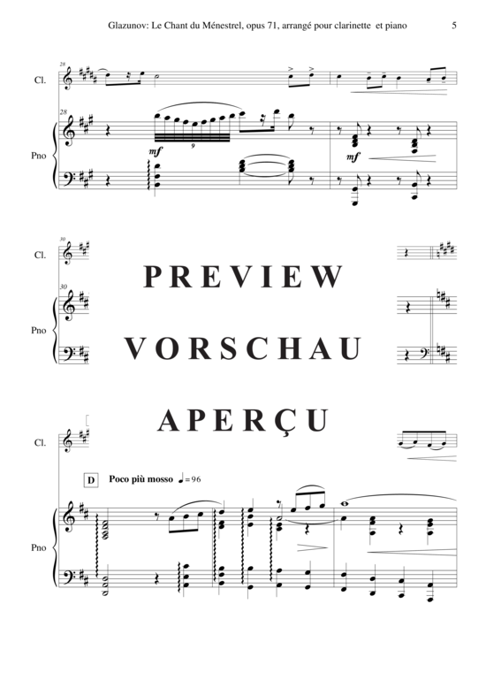 Product gallery: Page 6 of 12 Le Chant du Ménestrel, Opus 71 , , (clarinet in Bb + piano)