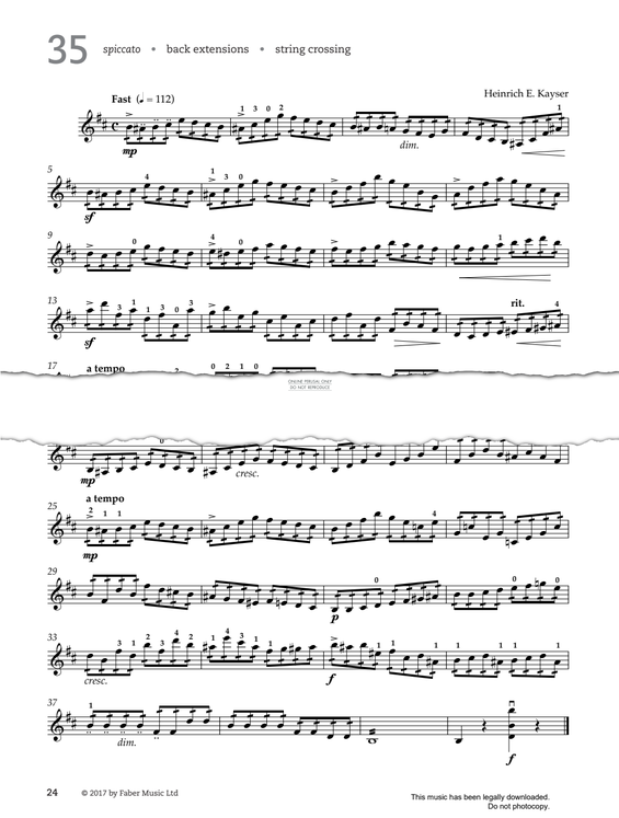 Produktgalerie: Seite 1 von 1 Study No.35 Fast (from '80 Graded Studies For Violin Book One'), Heinrich Ernst Kayser, Violine