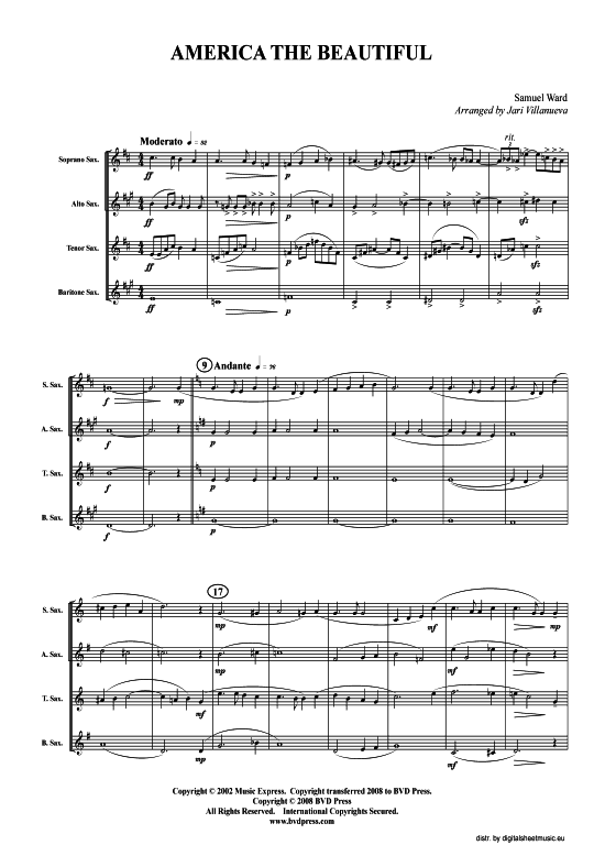Produktbild zu: America the Beautiful Samuel Ward (arr. Villanueva)