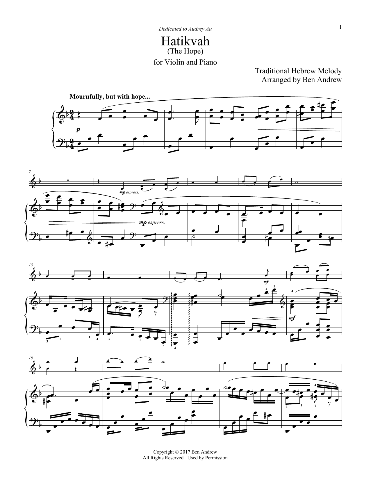 Product gallery: Page 1 of 1 Hatikvah (The Hope), Ben Andrew