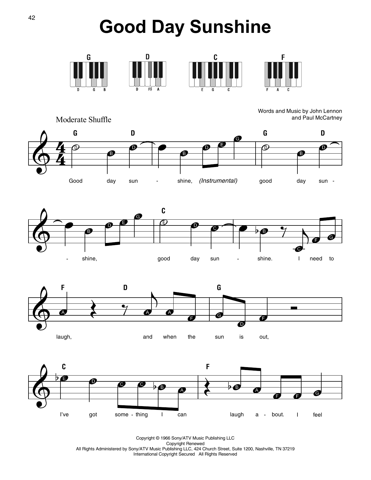 Produktgalerie: Seite 1 von 1 Good Day Sunshine, The Beatles, Klavier