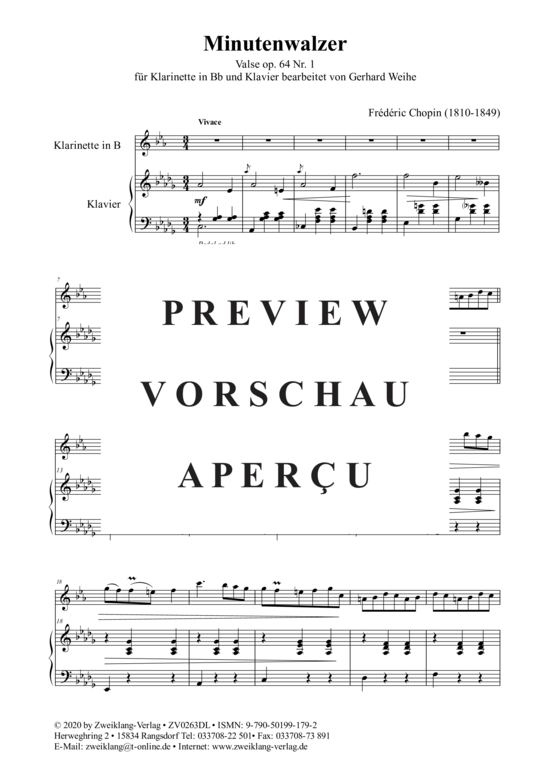 gallery: Minutenwalzer Valse op 64 Nr 1 , , (Klarinette in B + Klavier)