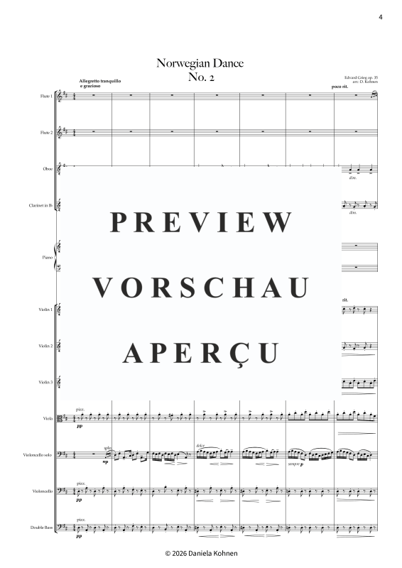 Produktgalerie: Seite 6 von 11 Norwegischer Tanz Nr. 2 - Erleichterte Fassung für Jugendkammerorchester in D-Dur mit reduziertem Bläsersatz, , Jugendkammerorchester