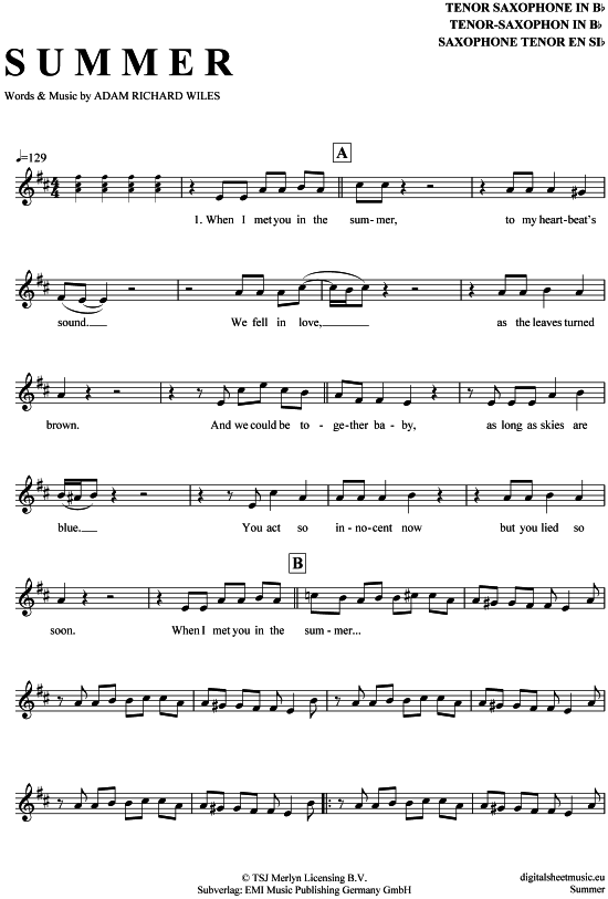 gallery: Summer , Harris, Calvin, Tenor Saxophone