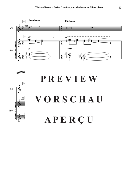 Product gallery: Page 14 of 18 Perles d'Ambre , , (clarinet in Bb + piano)