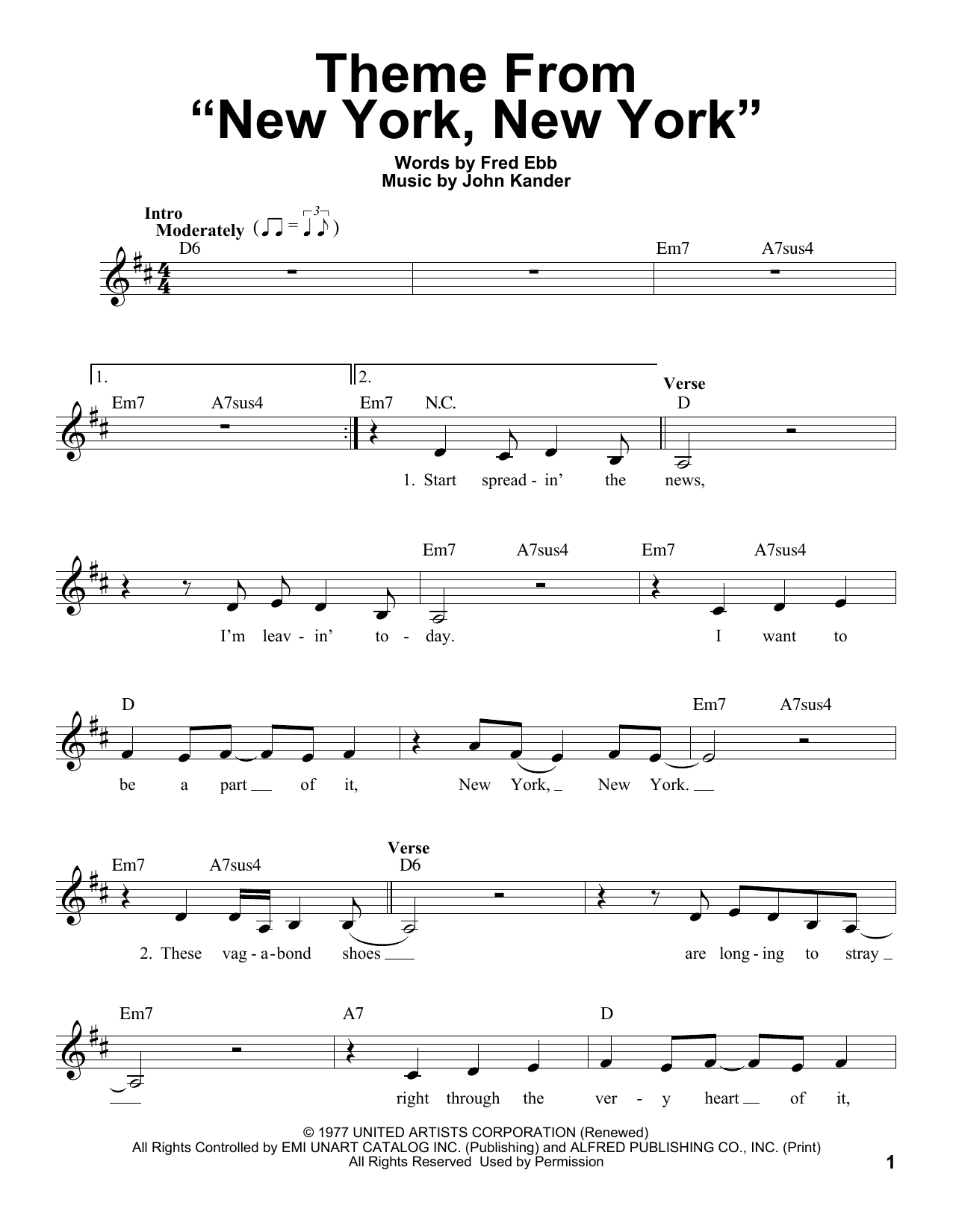 Produktbild zu: Theme From "New York, New York"