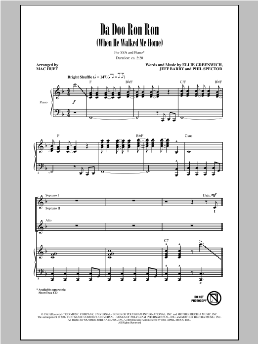 Produktgalerie: Seite 1 von 1 Da Doo Ron Ron (When He Walked Me Home), Mac Huff, Chor