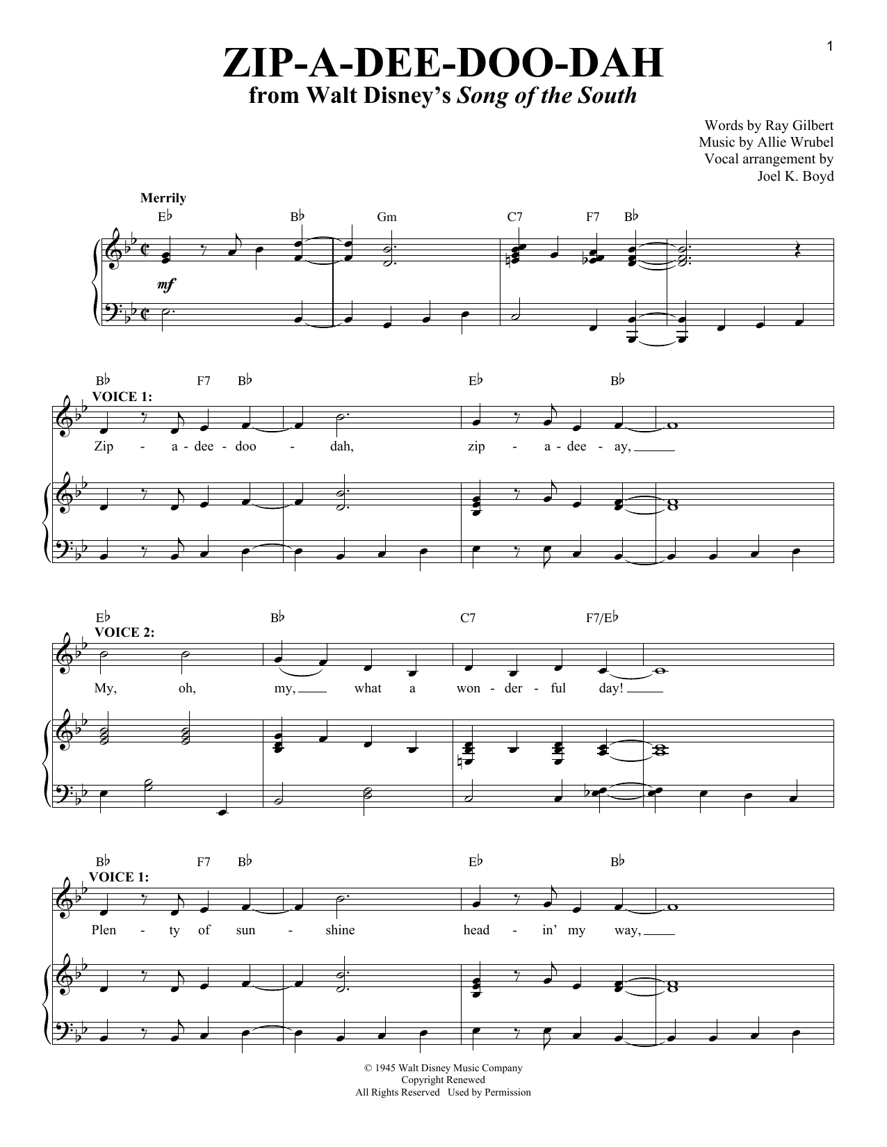 Product picture to: Zip-A-Dee-Doo-Dah (from Song Of The South)
