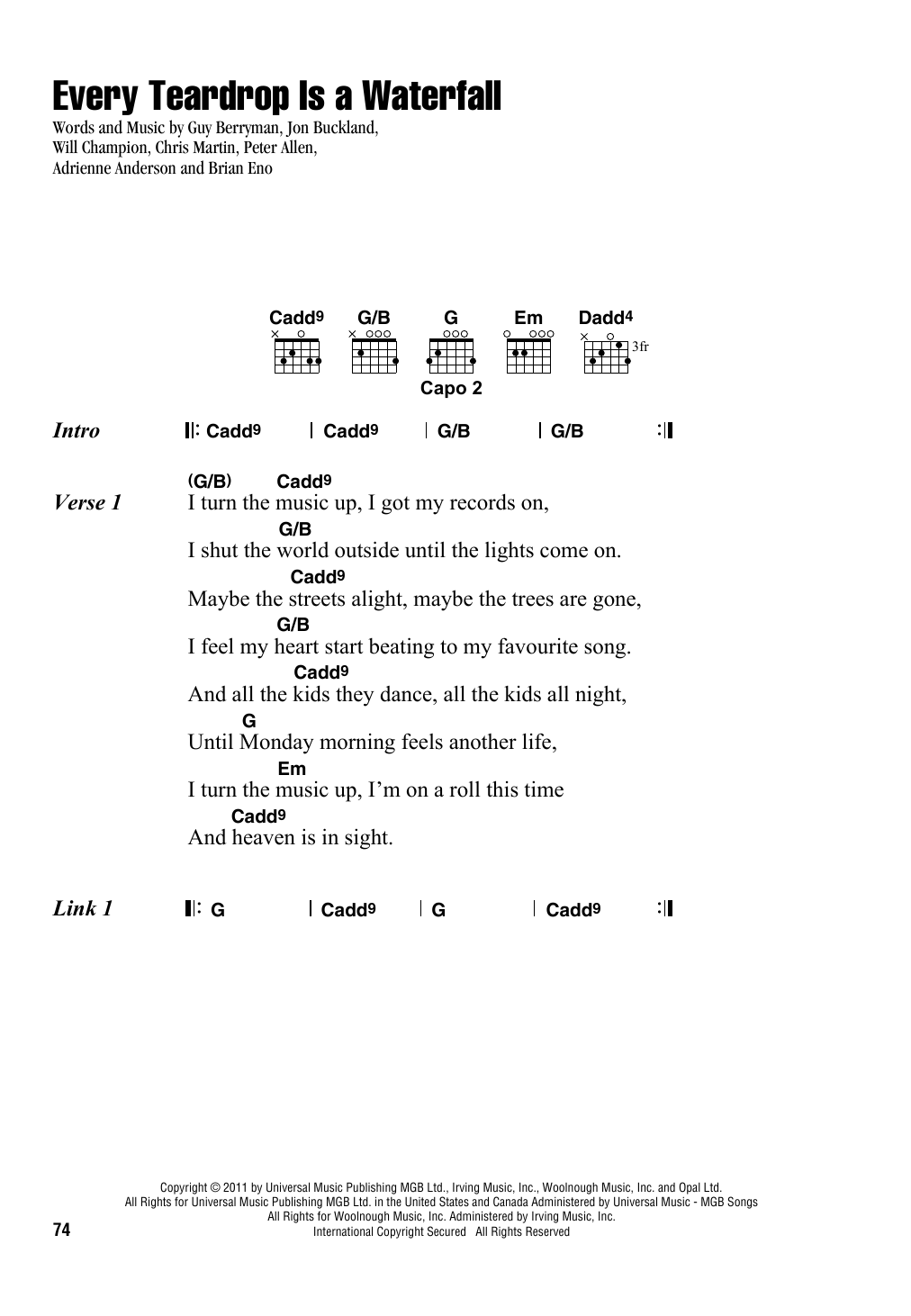 Product picture to:  Every Teardrop Is A Waterfall - Coldplay