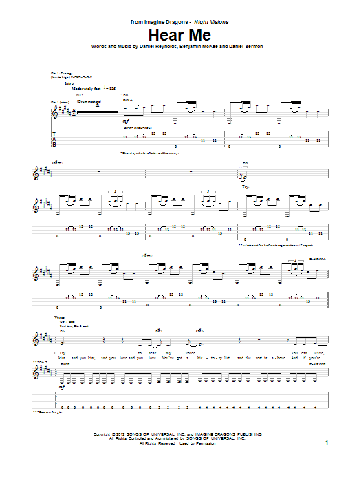 Produktgalerie: Seite 1 von 1 Hear Me, Imagine Dragons, Gitarre