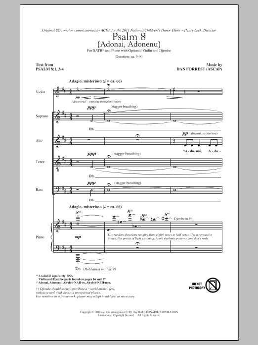 Produktbild zu: Psalm 8 (Adonai, Adonenu)