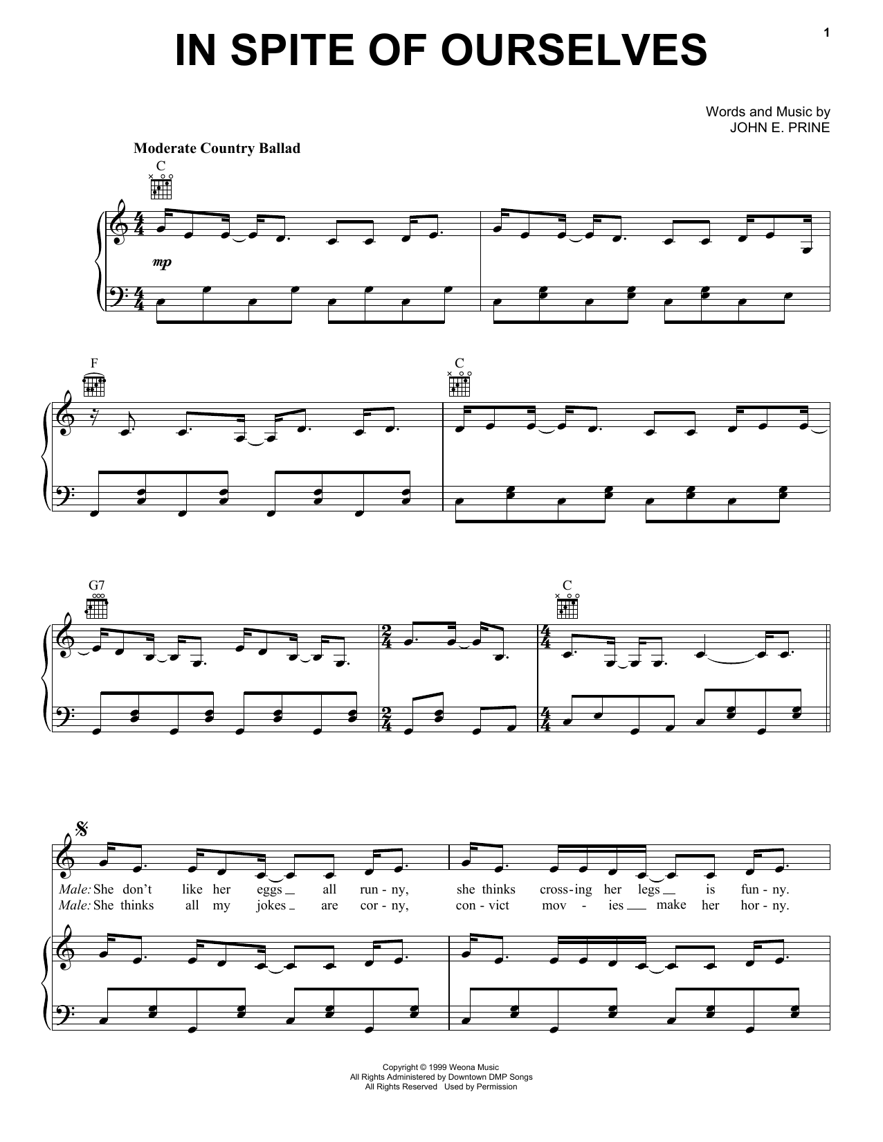 Produktgalerie: Seite 1 von 1 In Spite Of Ourselves, John Prine, Gesang, Gitarre, Klavier