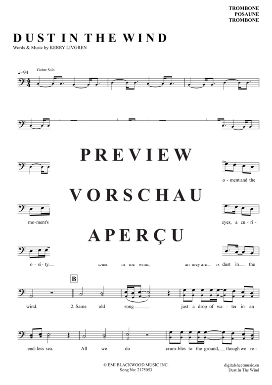 Product gallery: Page 2 of 4 Dust In The Wind , Kansas, (Posaune / Bariton)