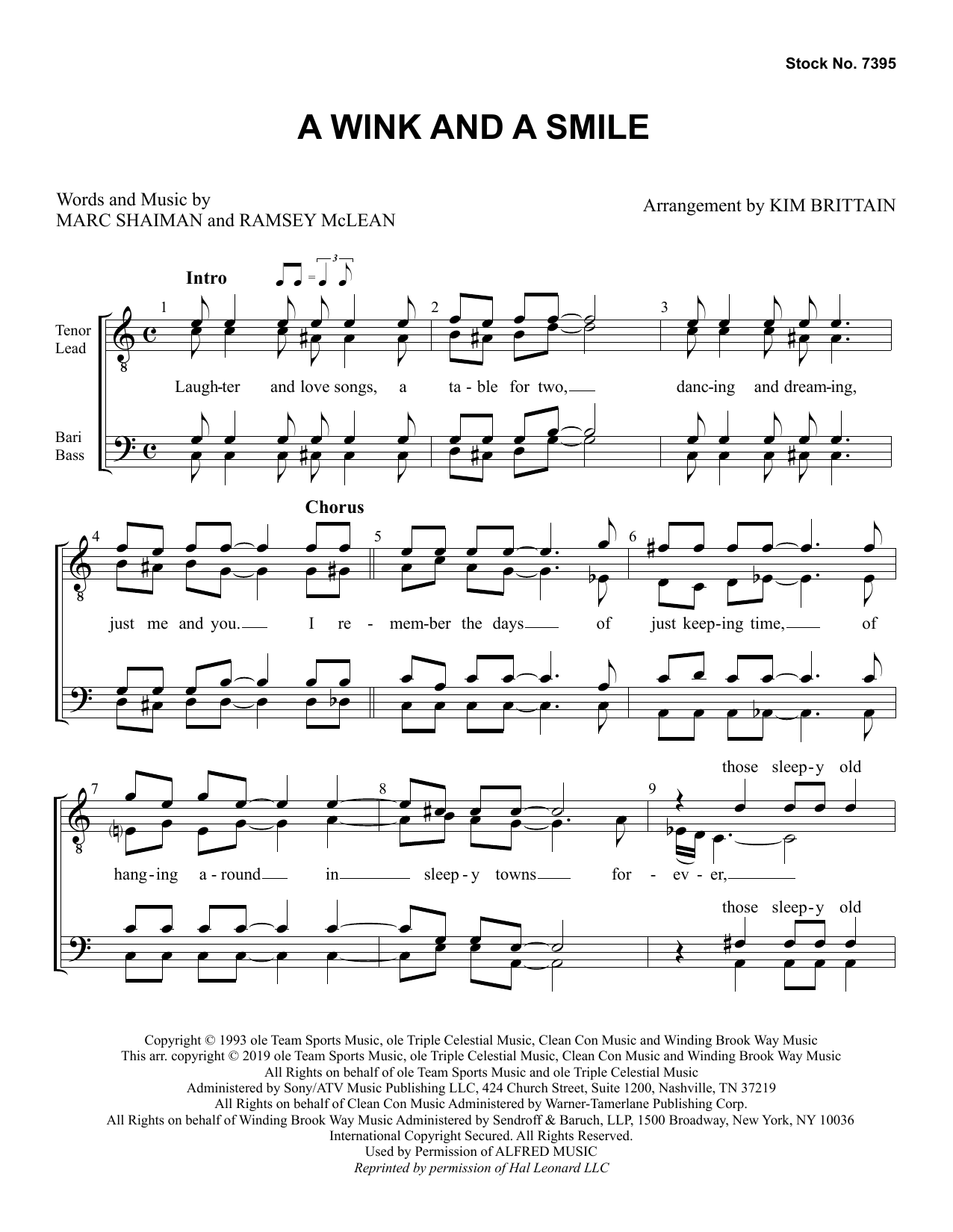 Product picture to: A Wink And A Smile (arr. Kim Brittain)