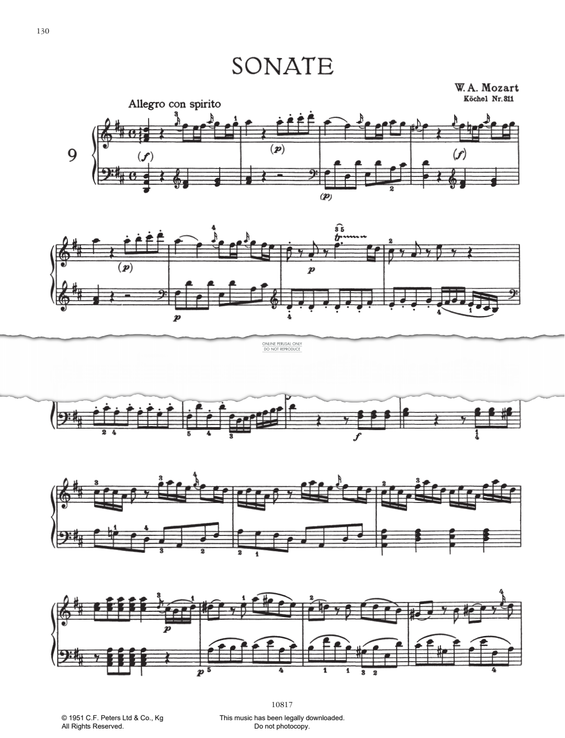 Produktgalerie: Seite 1 von 1 Piano Sonata No. 9 In D Major K311, Wolfgang Amadeus Mozart, Klavier