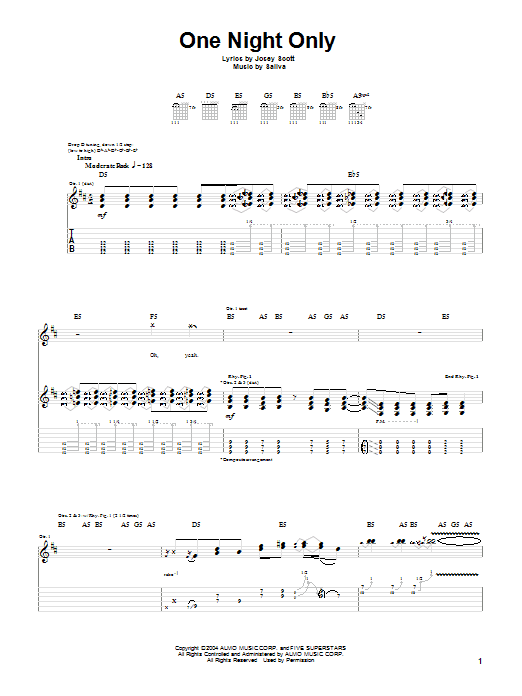 Produktgalerie: Seite 1 von 1 One Night Only, Saliva, Gitarre
