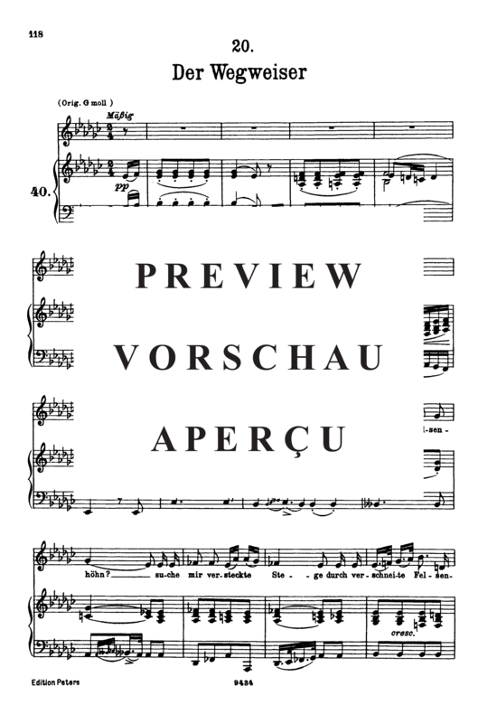 gallery: Der Wegweiser D.911-20 (Winterreise) , , . (Gesang tief + Klavier)