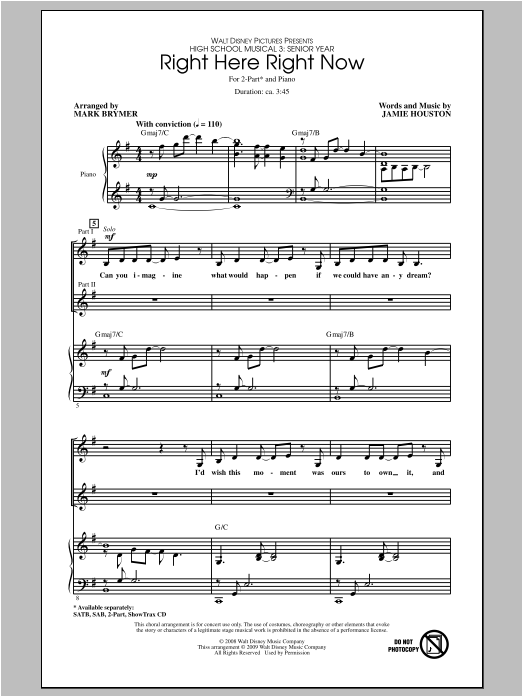 Produktbild zu: Right Here Right Now (from High School Musical 3)